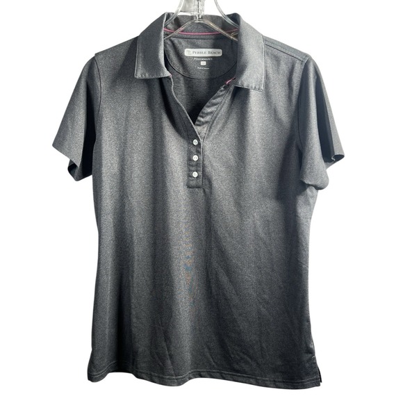 Pebble Beach Tops - Pebble Beach Performance Polo Shirt Women's Size Large Gray V Neck Golf  Tennis